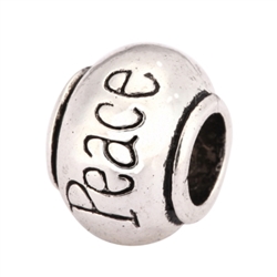 5 x Peace Charms Beads Antique Silver Tone European Charm Beads  #MEC-50